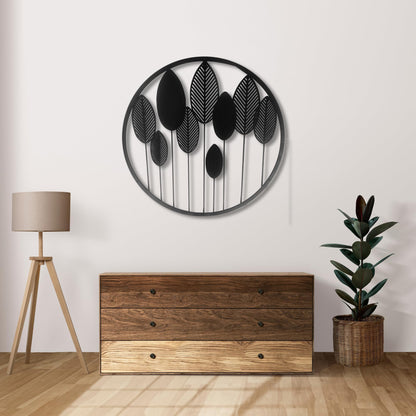 Wooden 3D Big Size Leaf Round Wall Art Panel