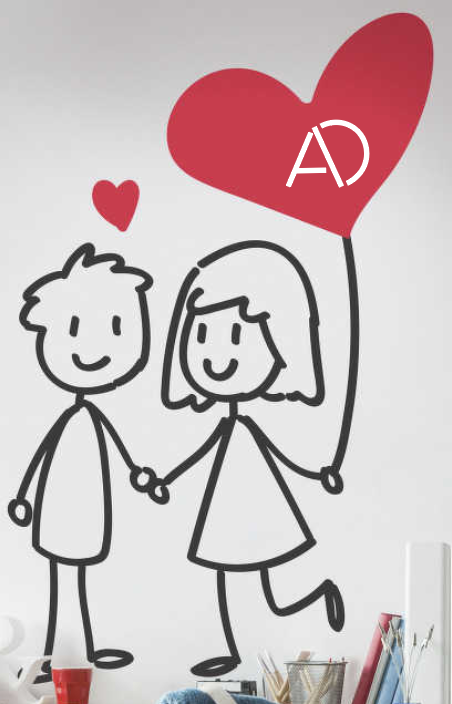 AD Couple Line Caricature Neon Art Sign
