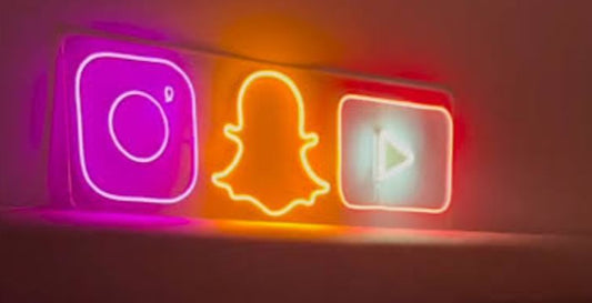 Insta Snapchat YouTube Neon Logo Sign