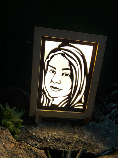 Wooden LED Laser Cut Photo Frame Box