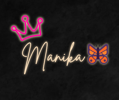 Manika Neon Sign with Crown & Butterfly