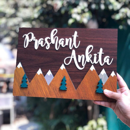 Personalized Couple Name Plate - Mountains Style