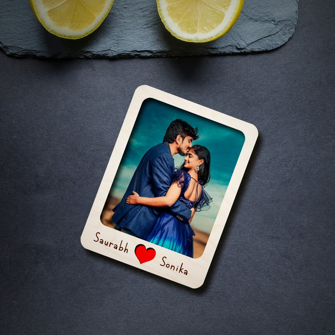 Personalized Couple Photo Wooden Fridge Magnet