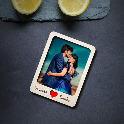 Personalized Couple Photo Wooden Fridge Magnet