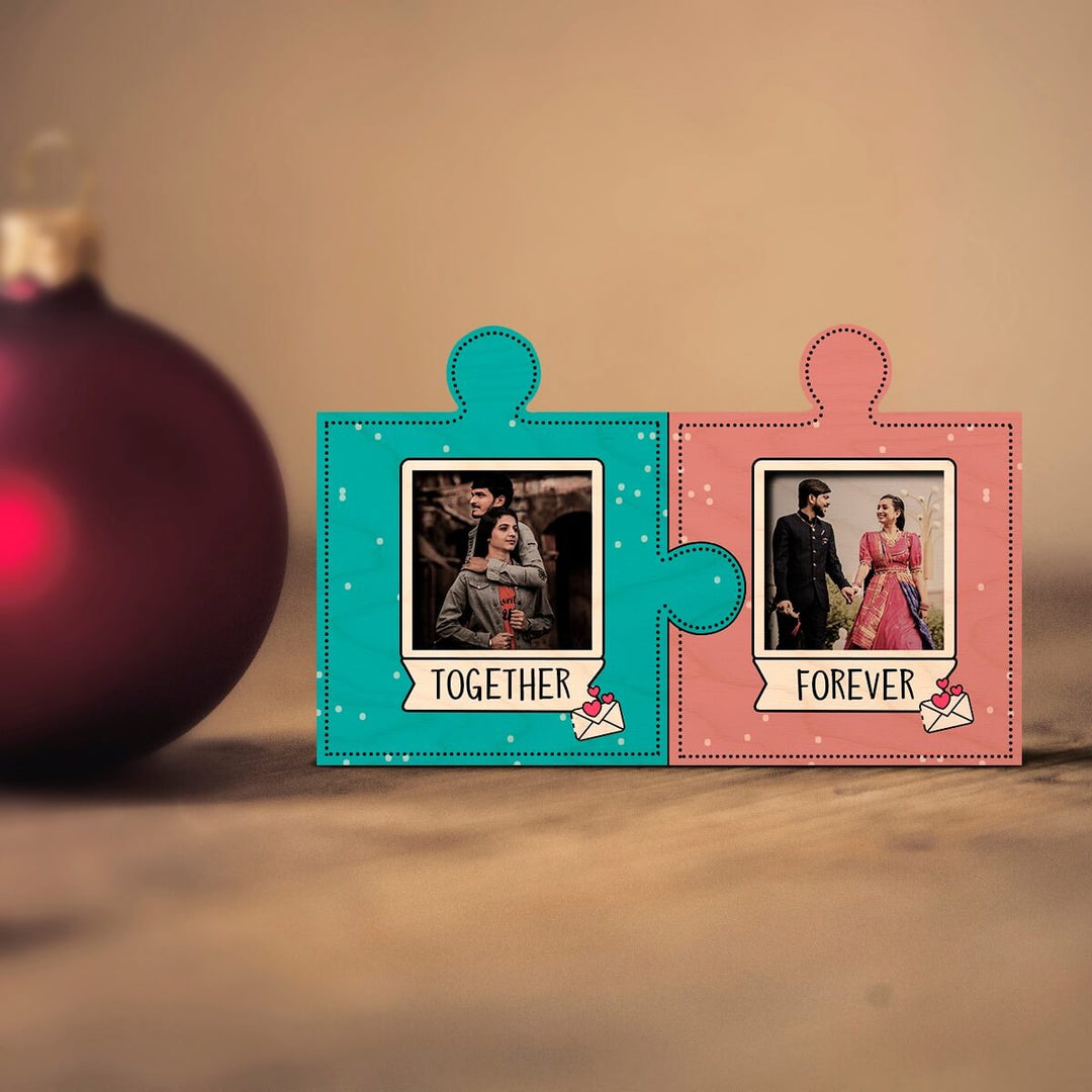 Together Forever Personalized Couple Photo Wooden Fridge Magnet