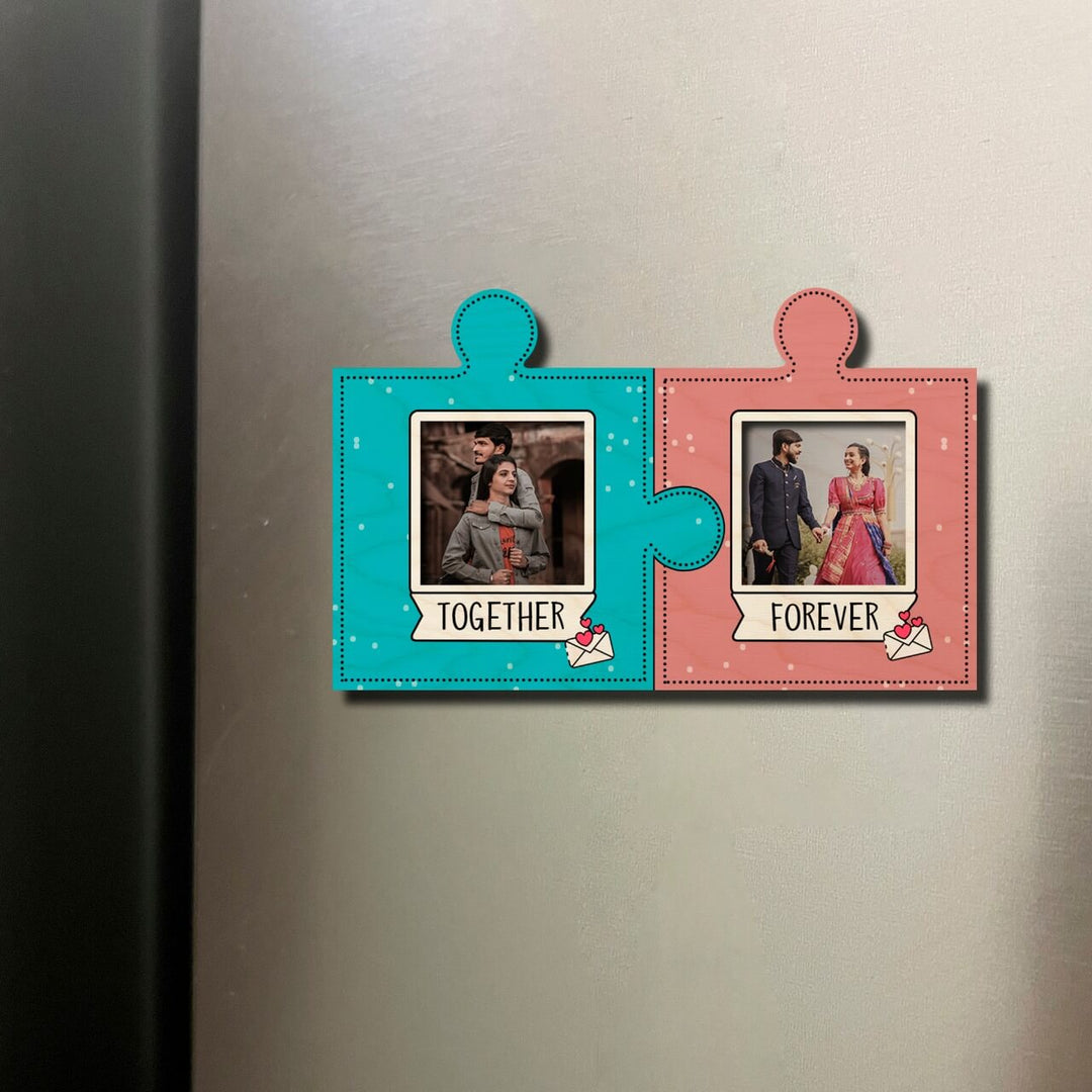 Together Forever Personalized Couple Photo Wooden Fridge Magnet