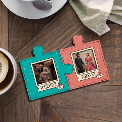 Together Forever Personalized Couple Photo Wooden Fridge Magnet