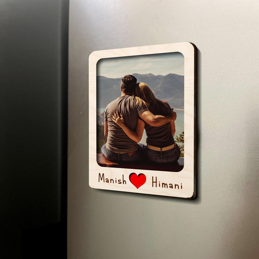 Personalized Couple Photo Wooden Fridge Magnet