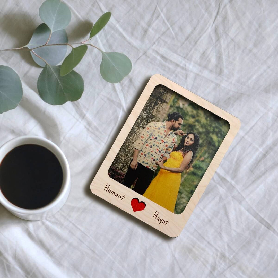 Personalized Couple Photo Wooden Fridge Magnet