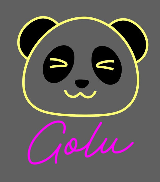Golu With Panda Neon Sign - 18 x16 Inches size