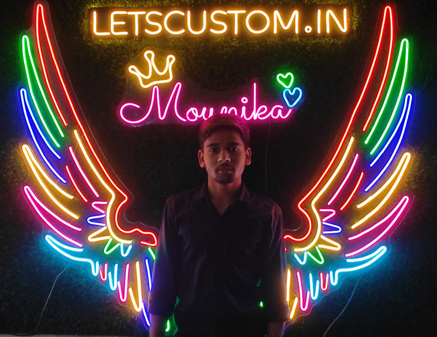 Custom Logo, Wings & Quote Neon Sign - MMC Restaurant