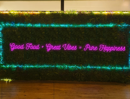Custom Logo, Wings & Quote Neon Sign - MMC Restaurant