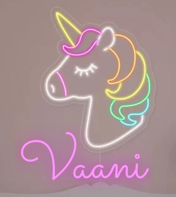 Vaani Name With Unicorn Custom Neon Sign