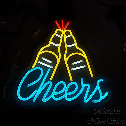 Cheers Bar Bottle Neon Sign