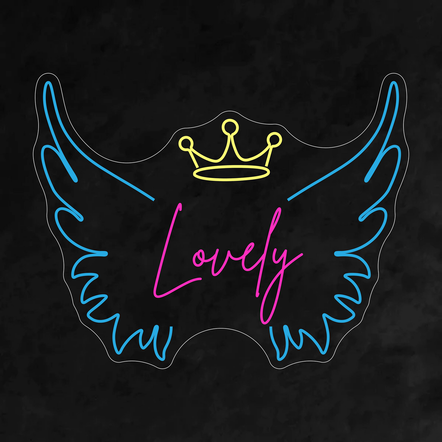 Custom Neon Name With Wings Sign