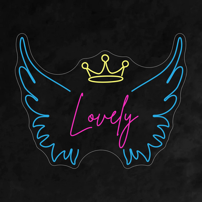 Custom Neon Name With Wings Sign