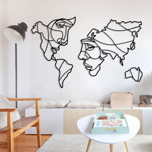 Faces Of The World Map Wall Decor