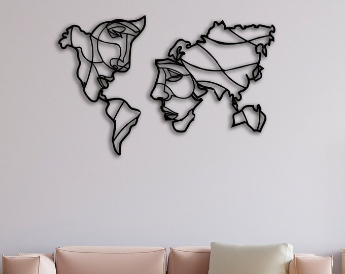 Faces Of The World Map Wall Decor