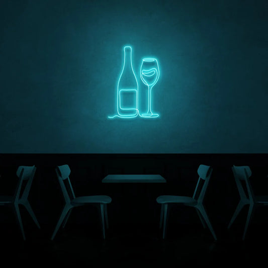 Wine Bottle & Glass LED Neon Sign