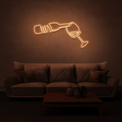 Wine Bottle And Wine Glass Neon  Sign