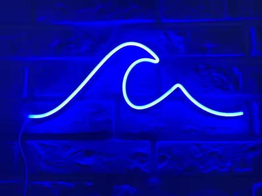 Neon Wave Sign: Vibrant Ocean Art
