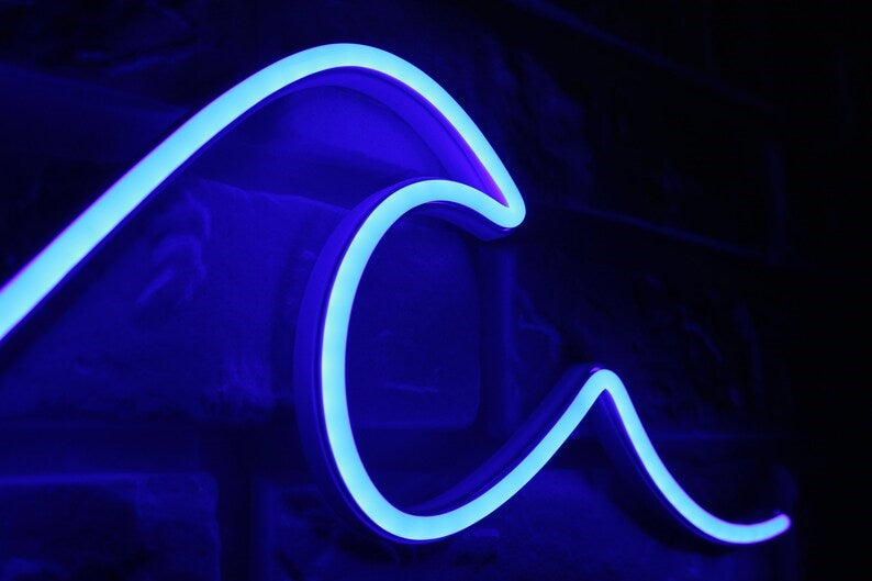 Neon Wave Sign: Vibrant Ocean Art