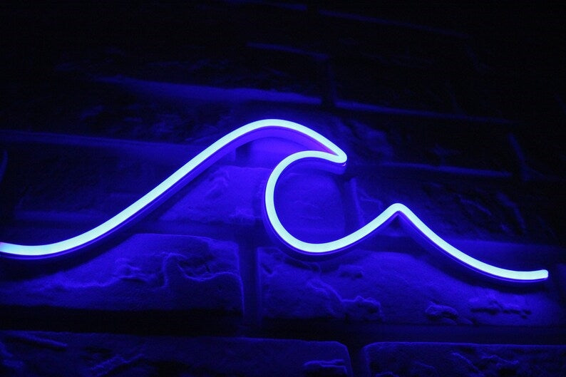 Neon Wave Sign: Vibrant Ocean Art