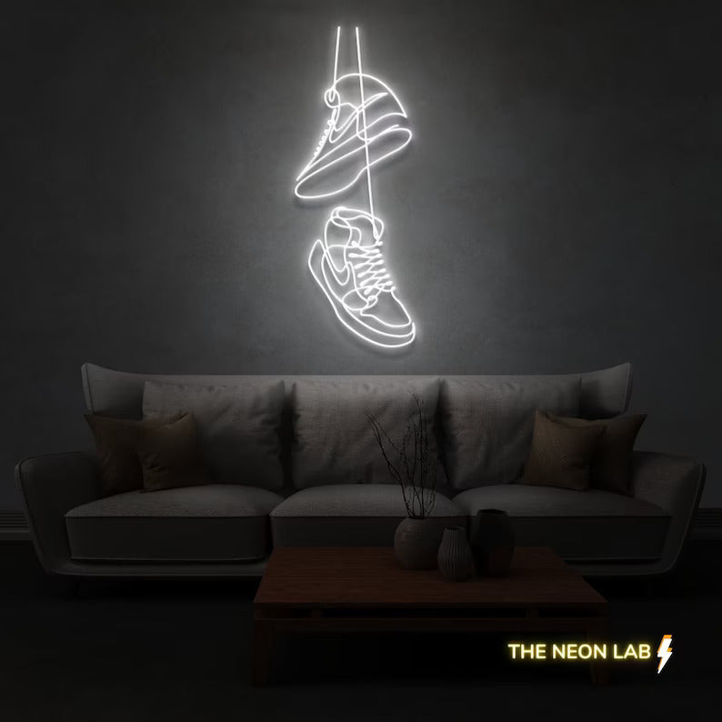 Nike Sneakers Pair Hanging Neon Sign