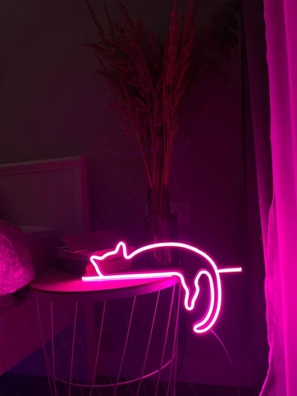 Cute Cat Art Neon Sign
