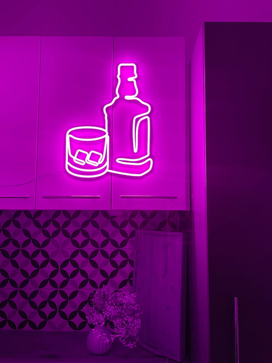 Whisky & Glass Neon Sign