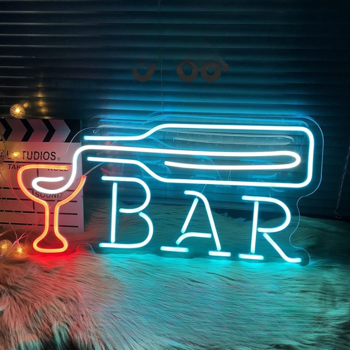 Wine Serve In Glass Bar Neon Sign