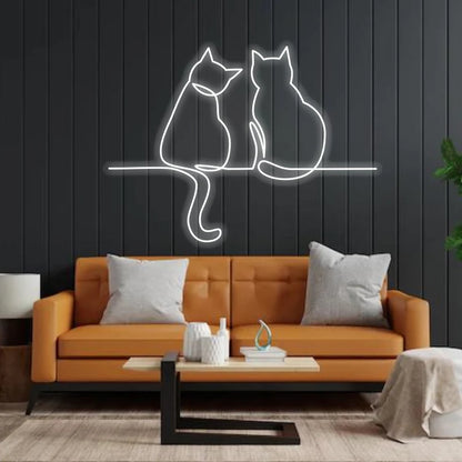Cute Couple Cats Neon Sign