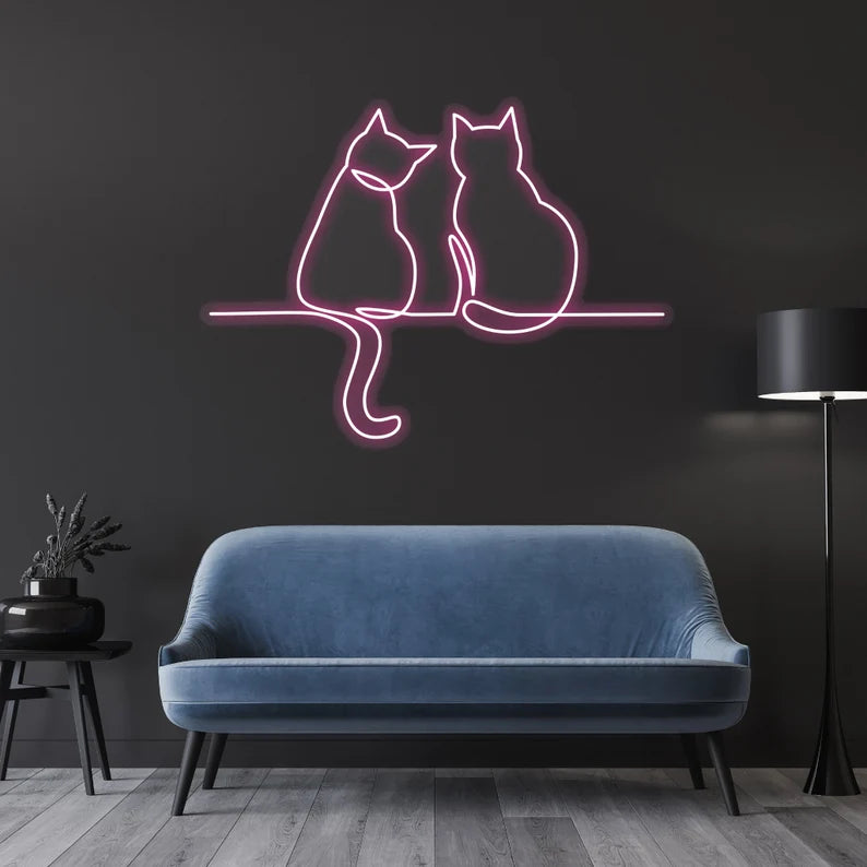 Cute Couple Cats Neon Sign