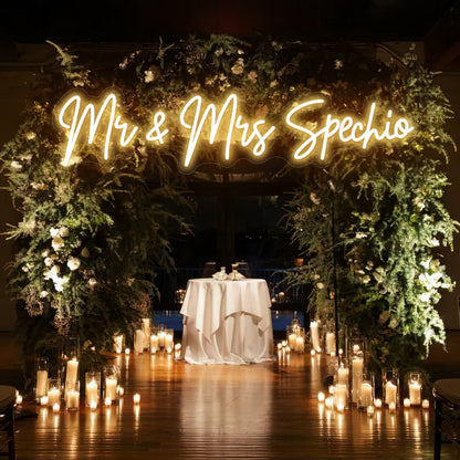 Mr & Mrs Couple Last Name Neon Sign