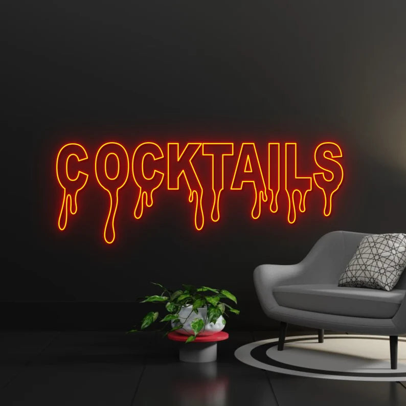 Dripping Cocktails Neon Sign