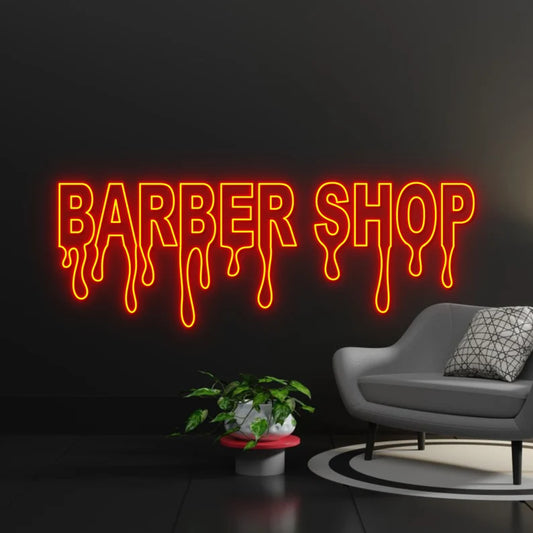 Dripping Barber Shop Neon Sign