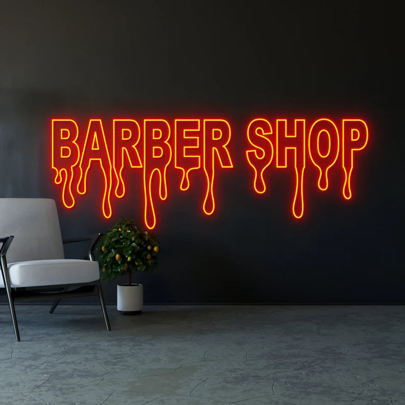 Dripping Barber Shop Neon Sign