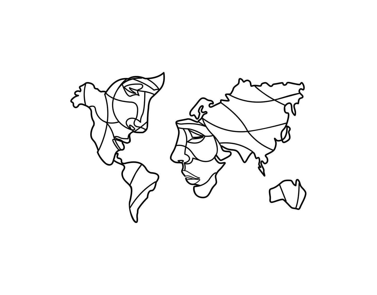 Faces Of The World Map Wall Decor