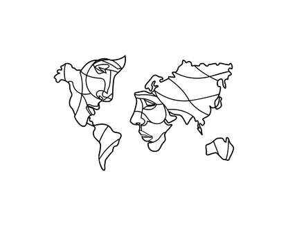 Faces Of The World Map Wall Decor