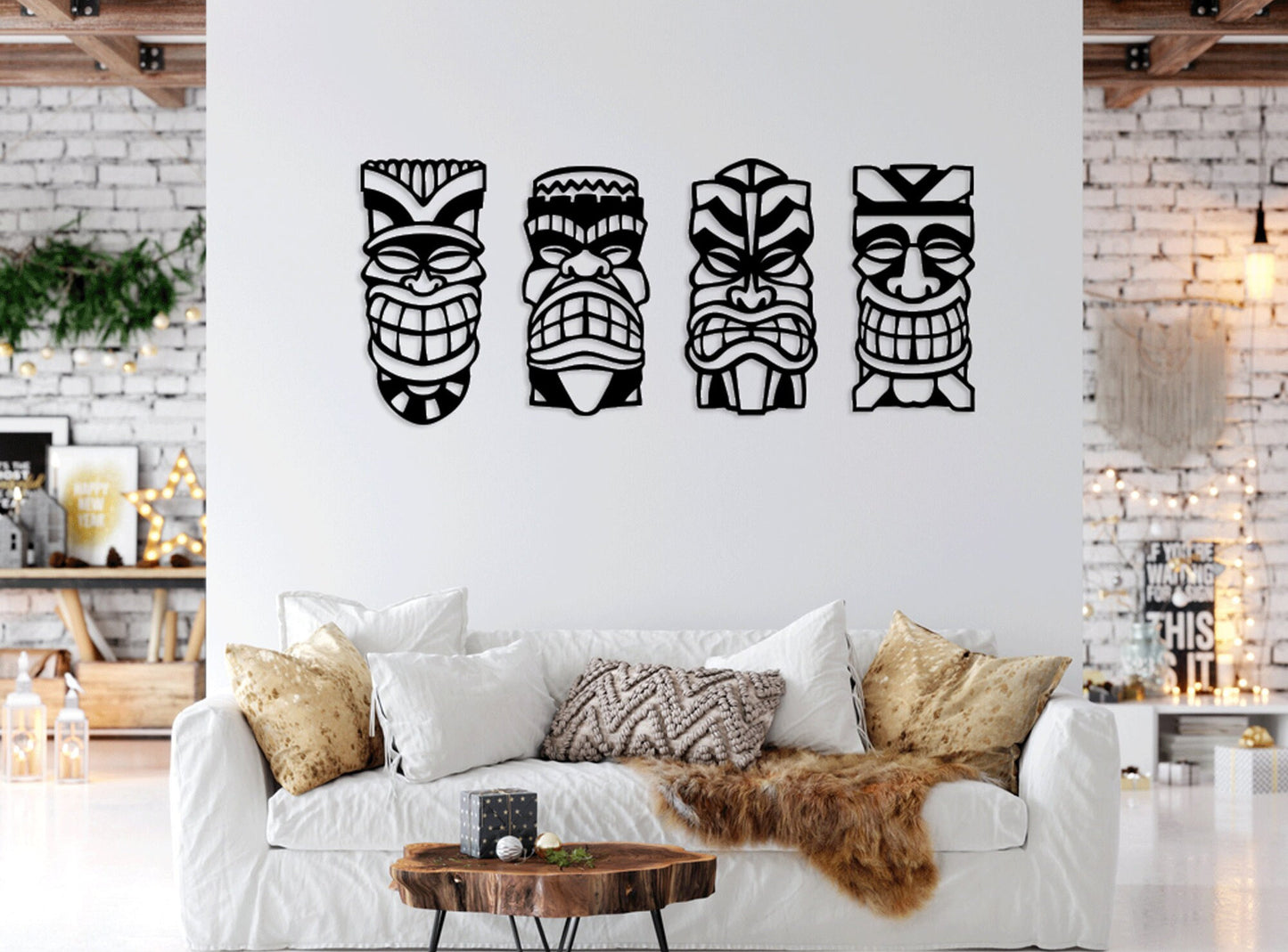 Tiki Mask Tribal Hawaiian Traditional Design