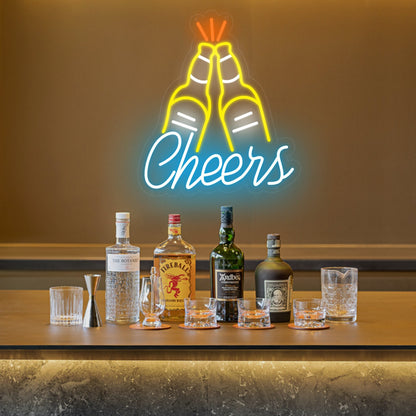 Cheers Bar Bottle Neon Sign