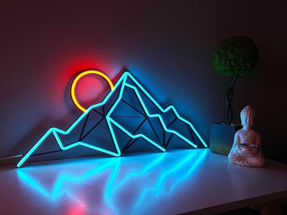 Mountain Neon Wall Art: Custom LED Landscape Light Sign